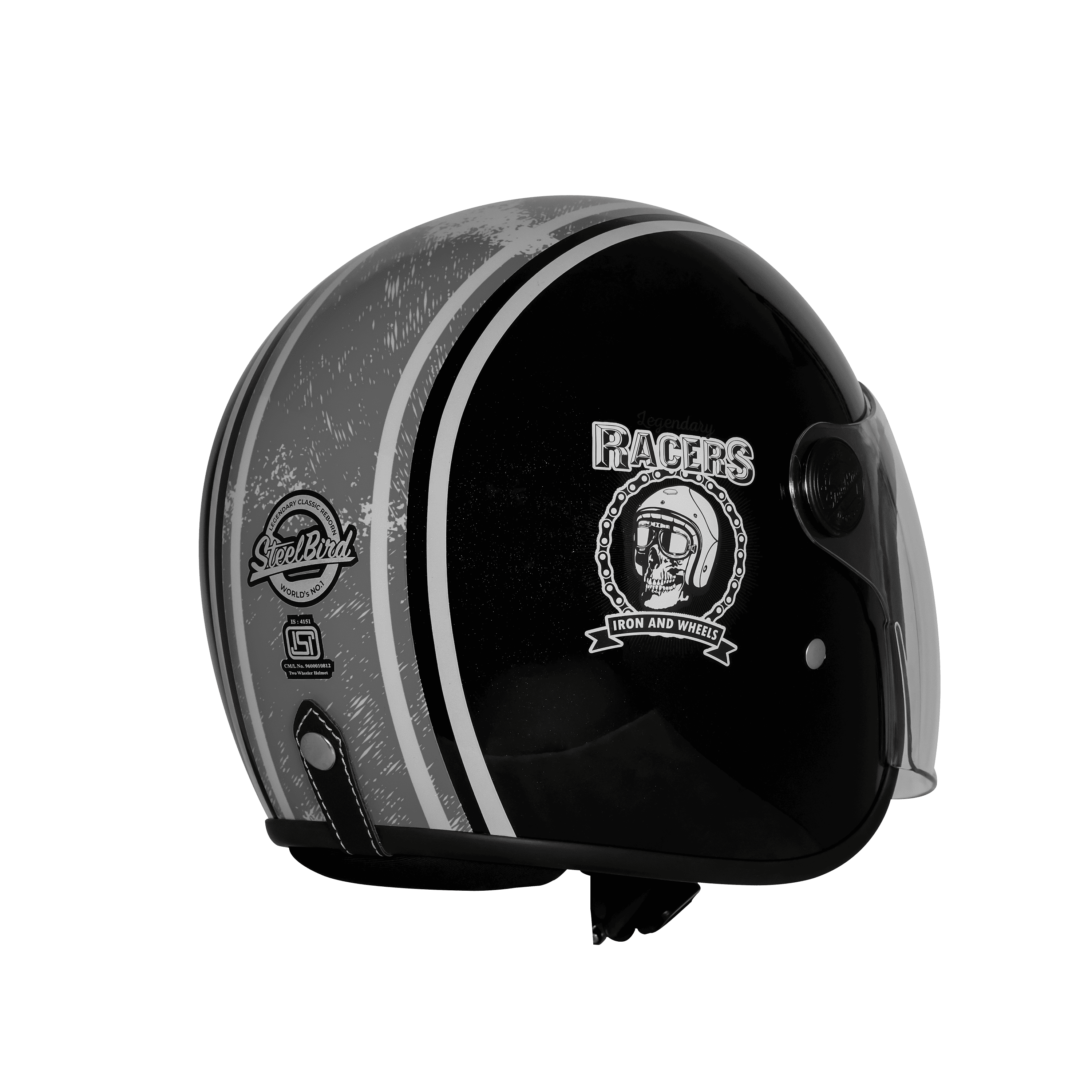 SBH-56 VINTAGE RACERS GLOSSY BLACK WITH GREY
